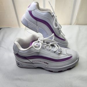 DC Women's Legacy Lite Leather Sneakers White & Purple Size 7